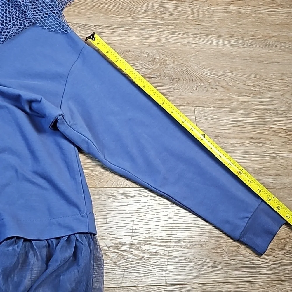 NWT Lane Bryant Periwinkle Crew Neck w Tulle Skirt & Mesh Shoulder Embellishment - Picture 16 of 16